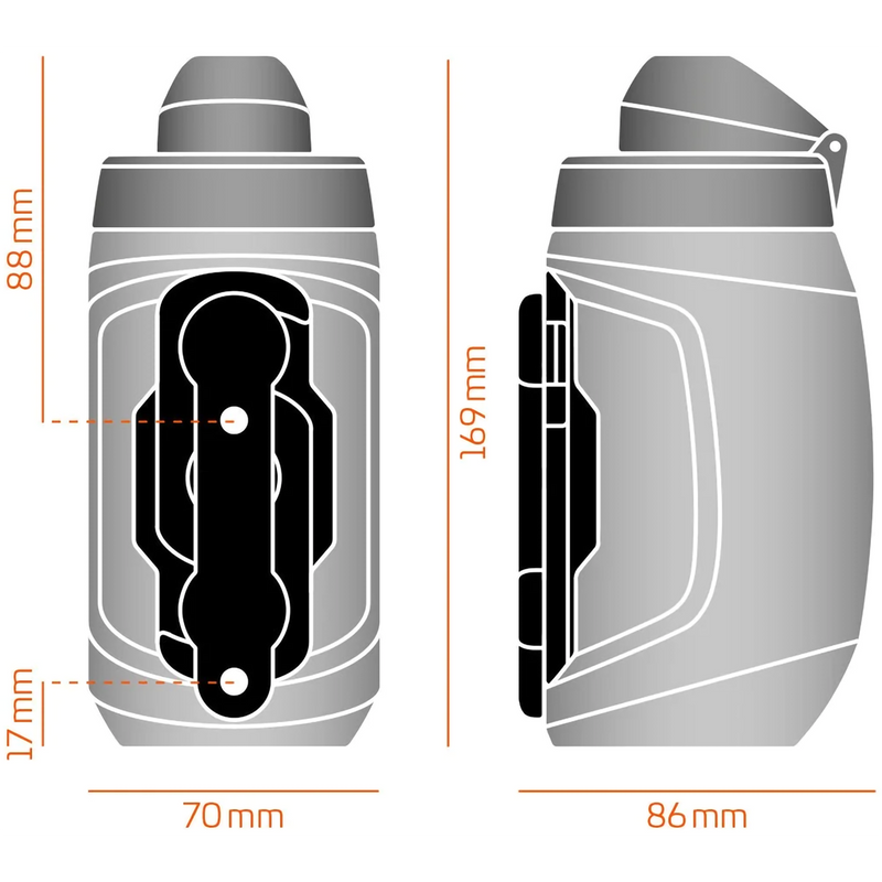 TWIST 450 Bottle + Bike Base, Fidlock TWIST 450 Bottle + Bike Base in Smoke diagram