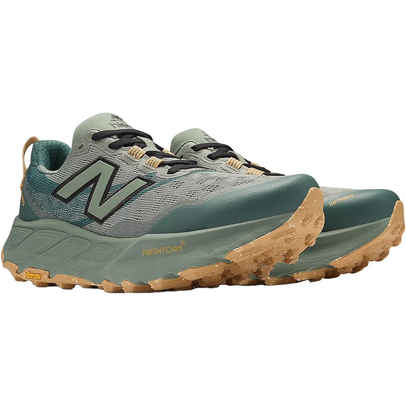 Men's X Hierro v9, New Balance Men's X Hierro v9 in O-Dark Juniper/Black/Apricot pair front right