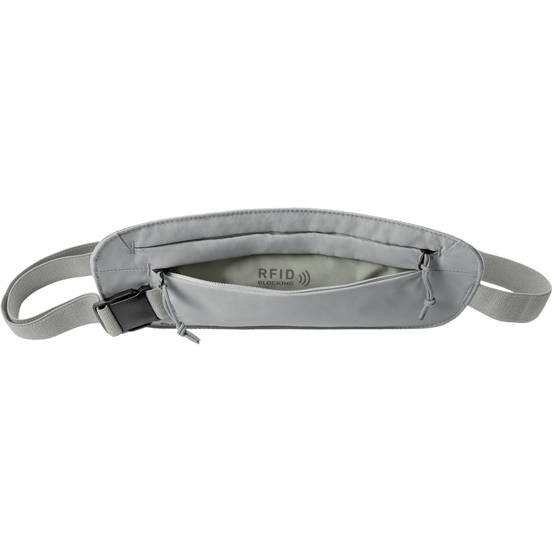 Undercover RFID Money Belt, Eagle Creek Undercover RFID Money Belt in 367 Storm Grey unzipped