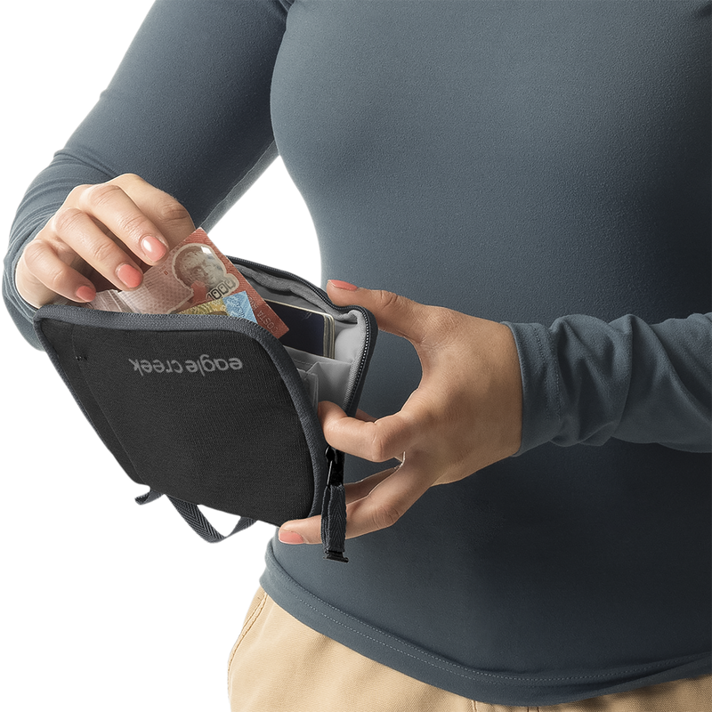 Stash RFID Passport Wallet, Eagle Creek Stash RFID Passport Wallet in Black with model