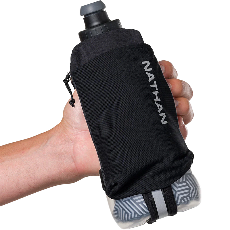 SpeedDraw 2 18 oz Insulated Flask, Nathan SpeedDraw 2 Insulated Flask 18oz front on hand