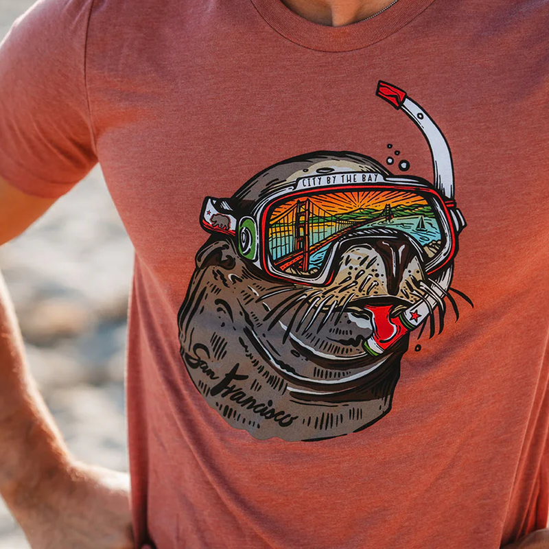 Men's Miami Vice SF Sea Lion Tee, Wild Tribute Miami Vice San Francisco Sea Lion T-Shirt front detail