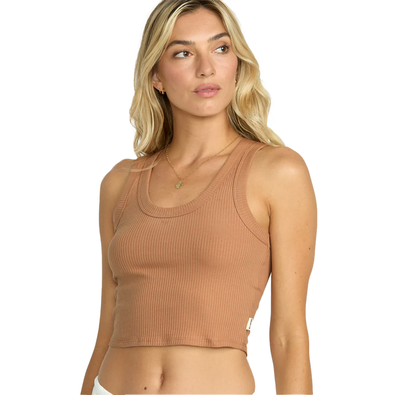 Women's Rerun Knit Tank, Billabong Women's Rerun Knit Tank in Rose Brown front