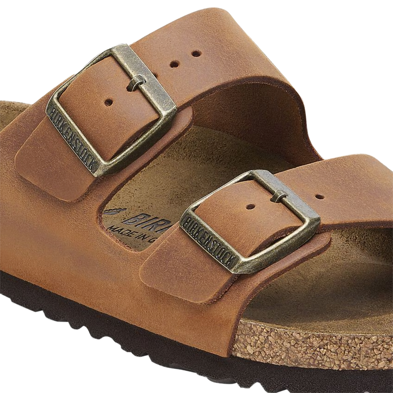 Women's Arizona, Birkenstock Women's Arizona in Oil Leather Cognac buckles
