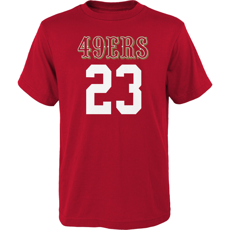 Youth 49ers Mainliner Name & Number Tee - McCaffrey, Outerstuff Youth 49ers Mainliner Name & Number Tee - McCaffrey front
