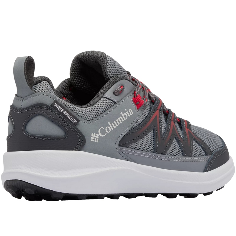 Youth Peakfreak Rush WP, Columbia Youth Peakfreak Rush WP in 033-Ti Grey Steel/Red back right