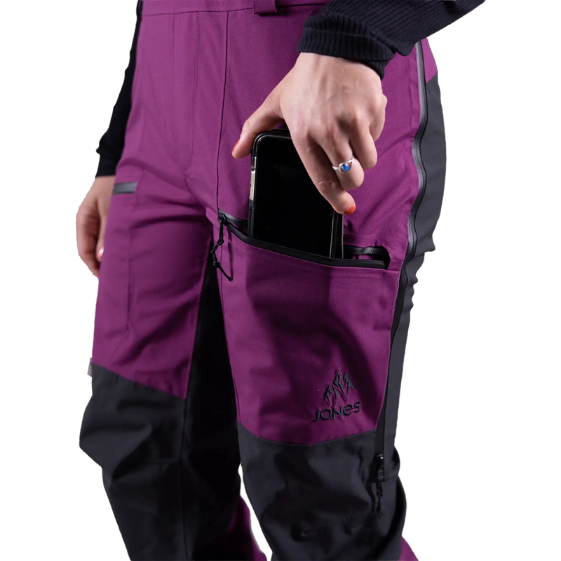 Women's MTN Surf Recycled Bibs, Jones Snowboards Women's MTN Surf Recycled Bibs thigh pocket