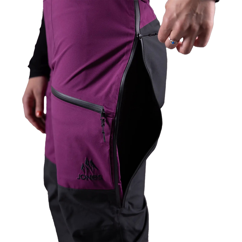 Women's MTN Surf Recycled Bibs, Jones Snowboards Women's MTN Surf Recycled Bibs side zipper
