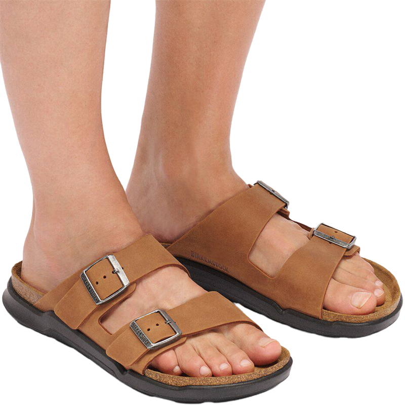 Men's Arizona Rugged, Birkenstock Men's Arizona Rugged in Cognac Oiled Leather on model right