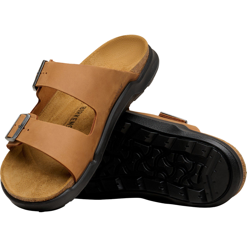 Men's Arizona Rugged, Birkenstock Men's Arizona Rugged in Cognac Oiled Leather pair top and bottom