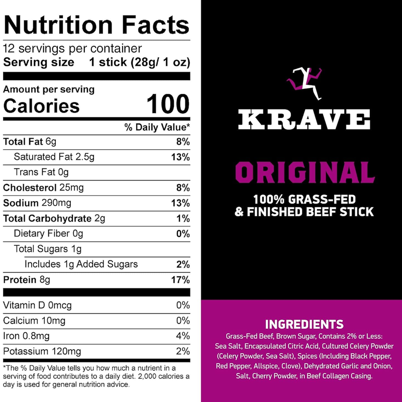 Beef Sticks 1 oz, Krave Jerky Beef Sticks 1 oz in Original Nutrition Facts