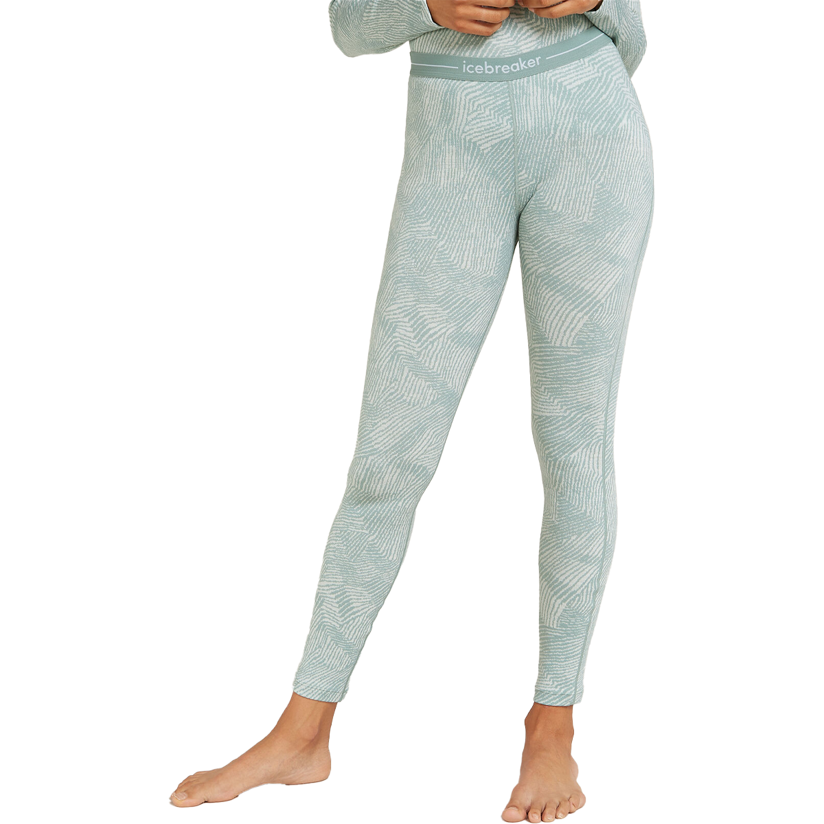 Icebreaker Women's Merino 260 Vertex Thermal Leggings Frozen Forms in Moss/Snow