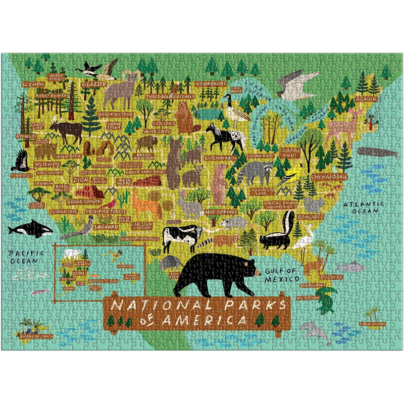 Galison National Parks of America 1000 Piece Puzzle, Chronicle Books National Parks of America 1000 Pc Puzzle insert