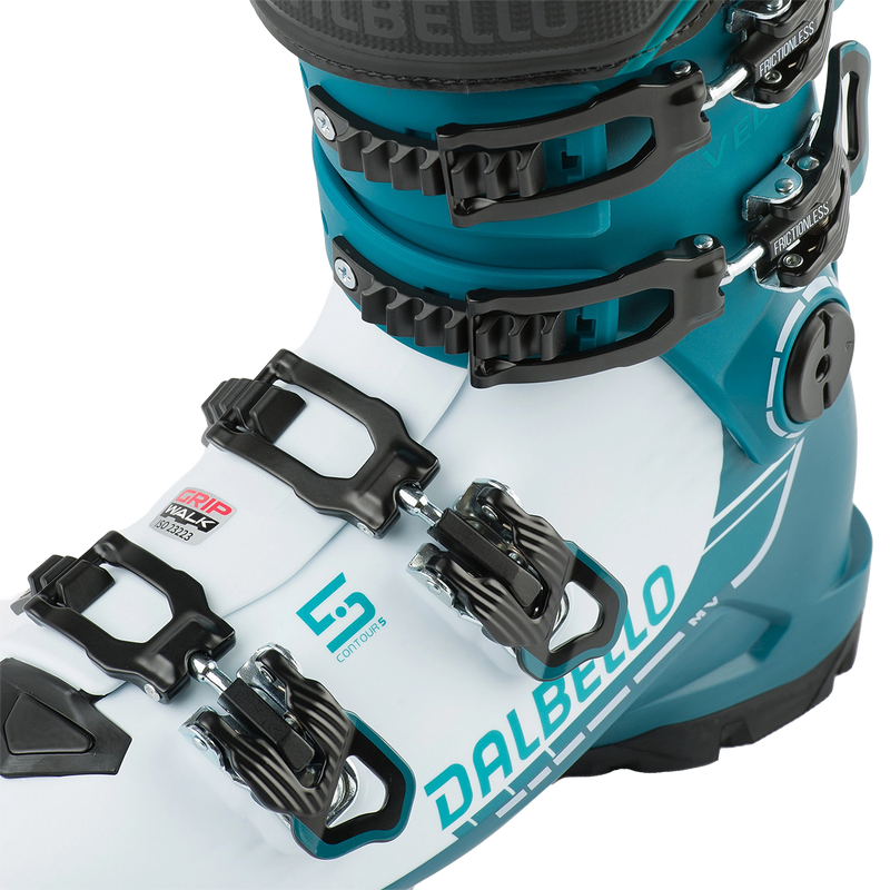 Women's Veloce 85 MV, Dalbello Sports Women's Veloce 85 MV in Grue/Polar lower buckles