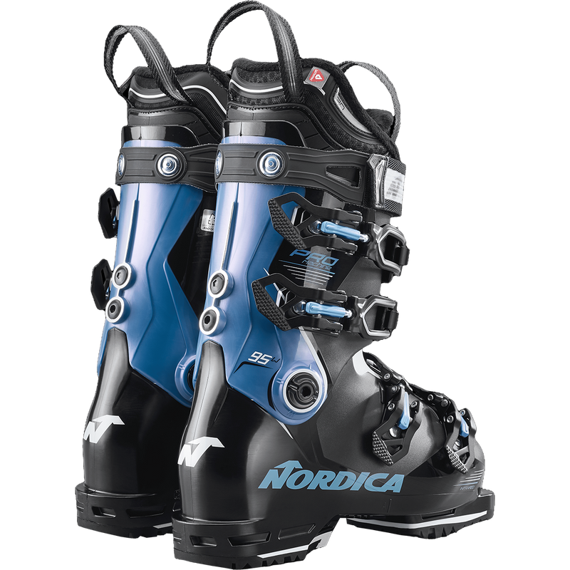 Women's Promachine 95, Nordica Women's Promachine 95 in Black/Light Blue/White pair back right