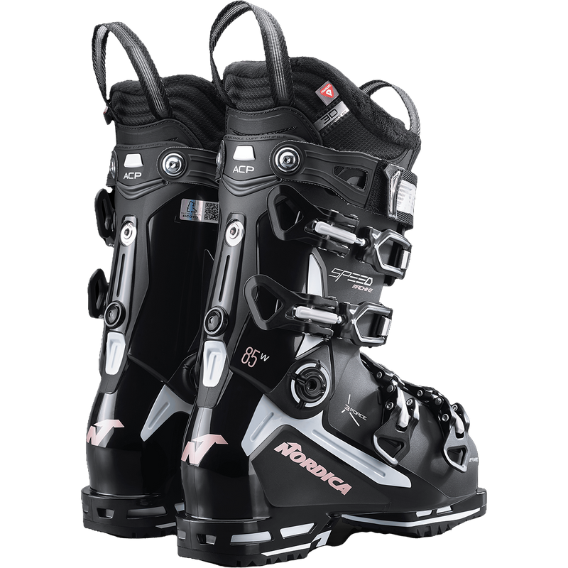 Women's Speedmachine 3 85, Nordica Women's Speedmachine 3 85 in Black/White/Rose pair back right