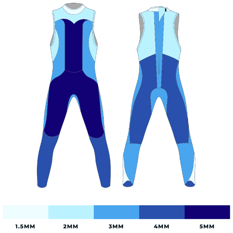 Men's Reaction Sleeveless Wetsuit, Blue Seventy Men's Reaction Sleeveless Wetsuit panel thickness