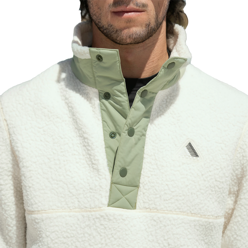 Men's Kenlem Fleece Popover, Armada Men's Kenlem Fleece Popover in Cream/Macha front button up