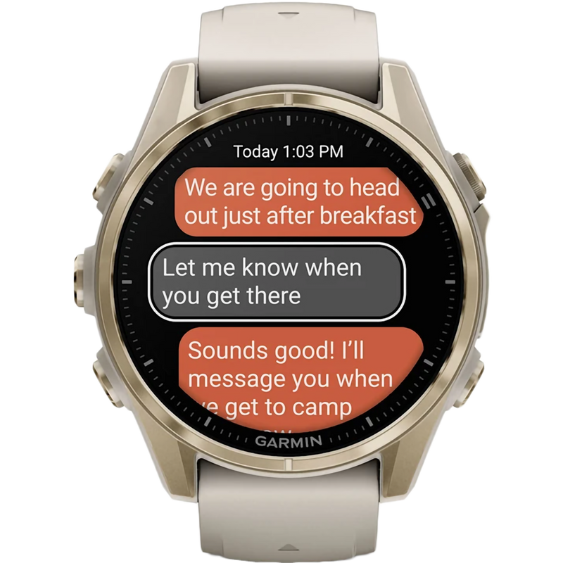 Fenix 8 Sapphire 43mm Amoled - Soft Gold, Garmin Fenix 8 Sapphire 43mm Amoled - Soft Gold text display