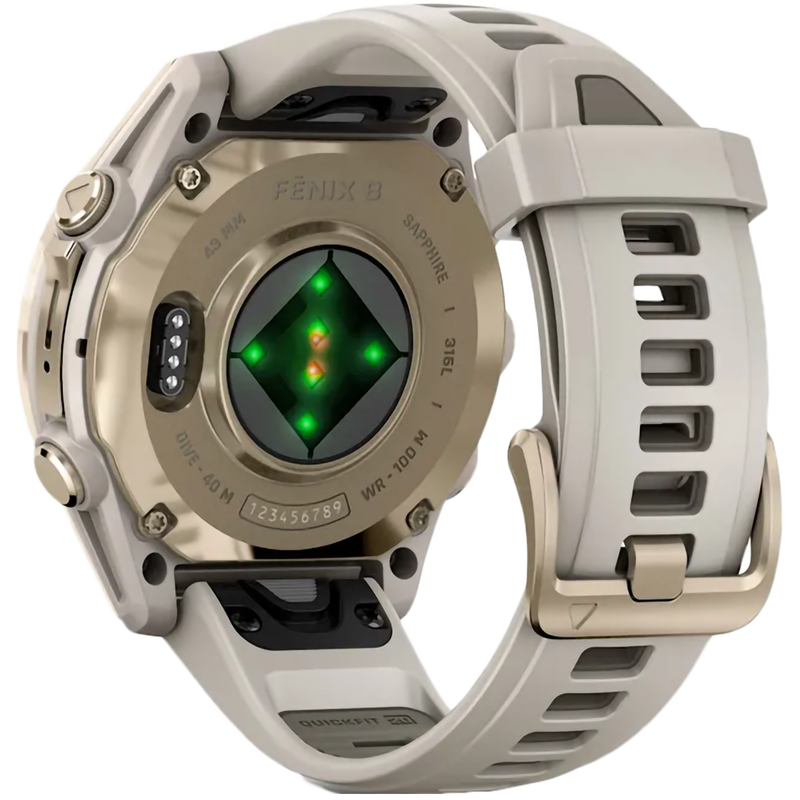 Fenix 8 Sapphire 43mm Amoled - Soft Gold, Garmin Fenix 8 Sapphire 43mm Amoled - Soft Gold back