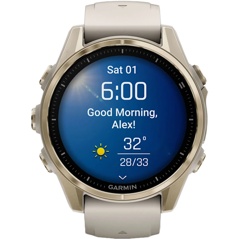 Fenix 8 Sapphire 43mm Amoled - Soft Gold, Garmin Fenix 8 Sapphire 43mm Amoled - Soft Gold morning report display