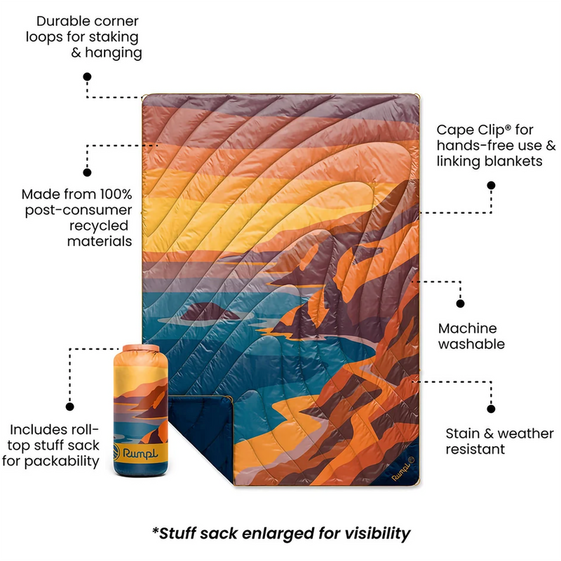 The Original Puffy Blanket, Rumpl The Original Puffy Blanket in Big Sur Fade features