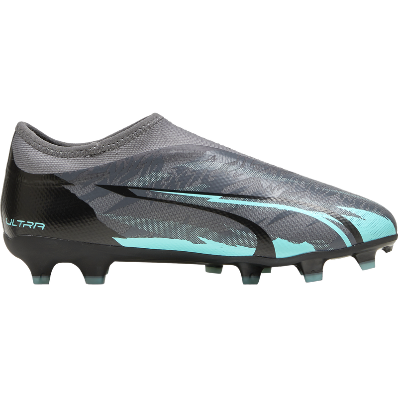 Puma Youth Ultra Match LL Rush FG/AG in Strong Grey/Puma White/Elektro Aqua