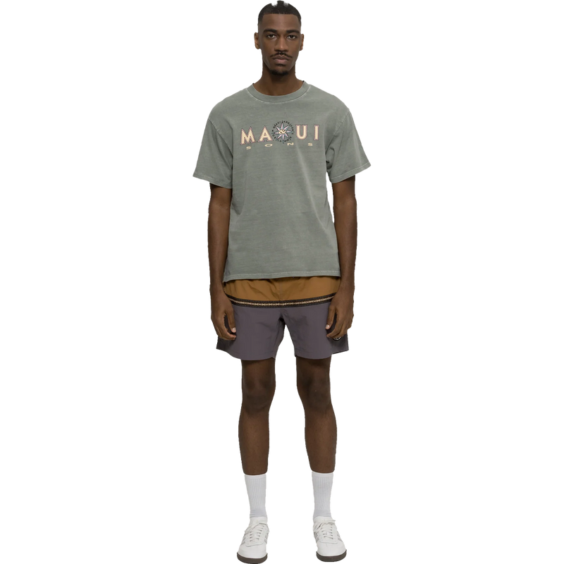 Men's Compass Pigment Tee, Maui and Sons Compass Pigment Tee Front