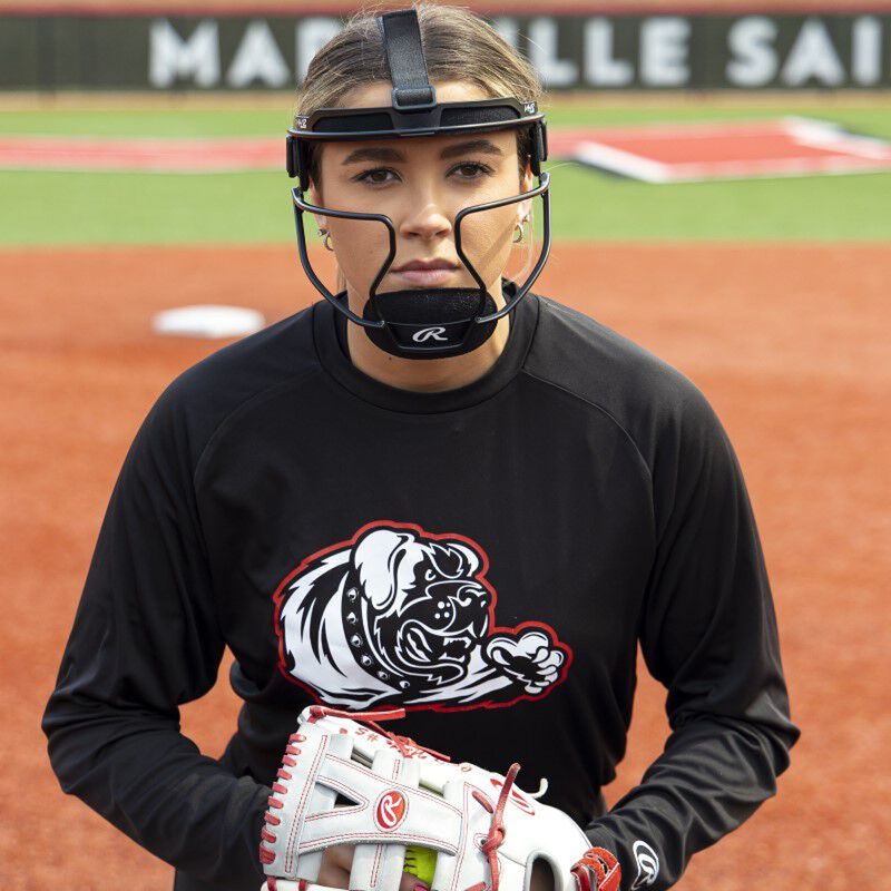 H-Viz Softball Fielder's Mask, Rawlings  H-Viz Softball Fielder's Mask on player