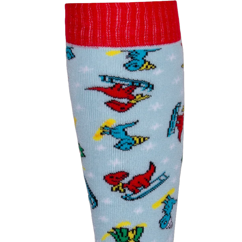 Youth Dinos Mid Volume Sock, Hot Chillys Youth Dinos Mid Volume Sock cuff