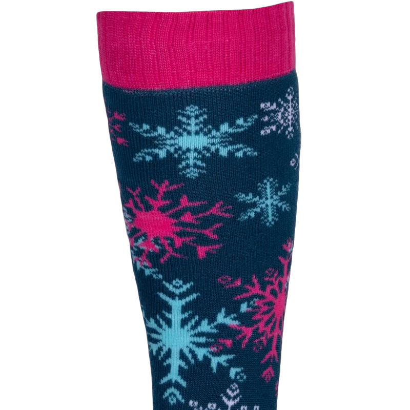 Youth Snowflake Mid Volume Sock, Hot Chillys Youth Snowflake Mid Volume Sock cuff