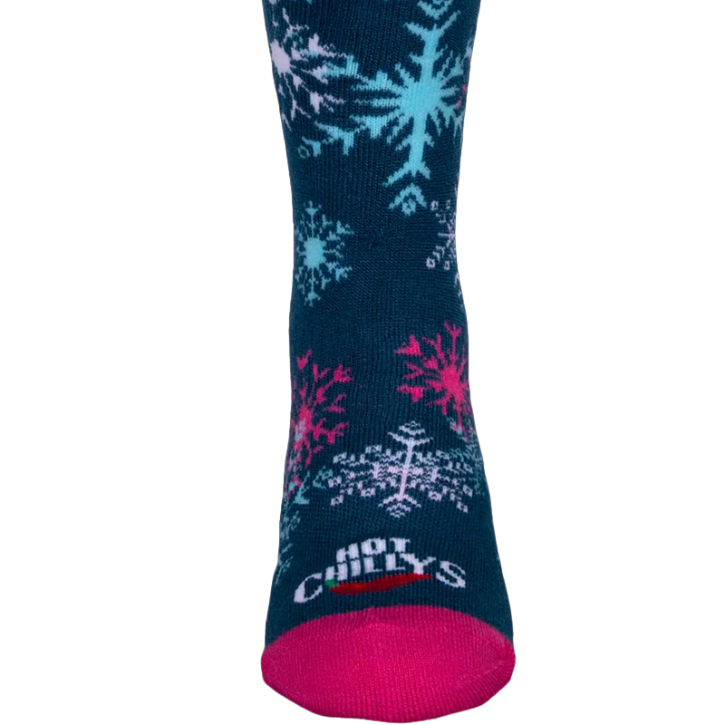 Youth Snowflake Mid Volume Sock, Hot Chillys Youth Snowflake Mid Volume Sock toe