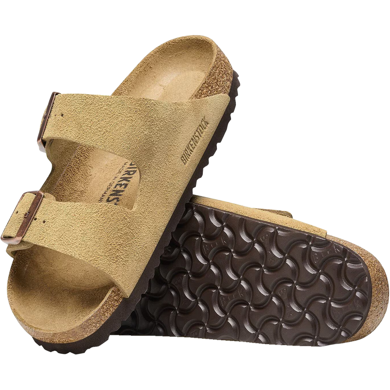 Women's Arizona Suede, Birkenstock Women's Arizona Suede in Latte Cream pair top and bottom