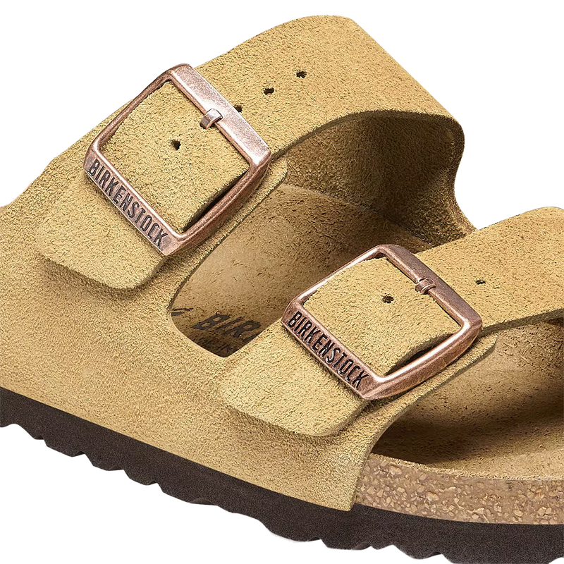 Women's Arizona Suede, Birkenstock Women's Arizona Suede in Latte Cream buckles