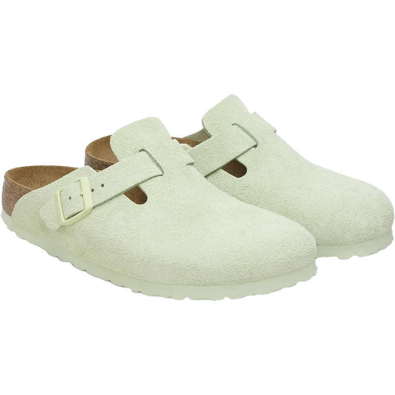 Women's Boston Soft Footbed, Birkenstock Women's Boston Soft Footbed in Faded Lime pair 
