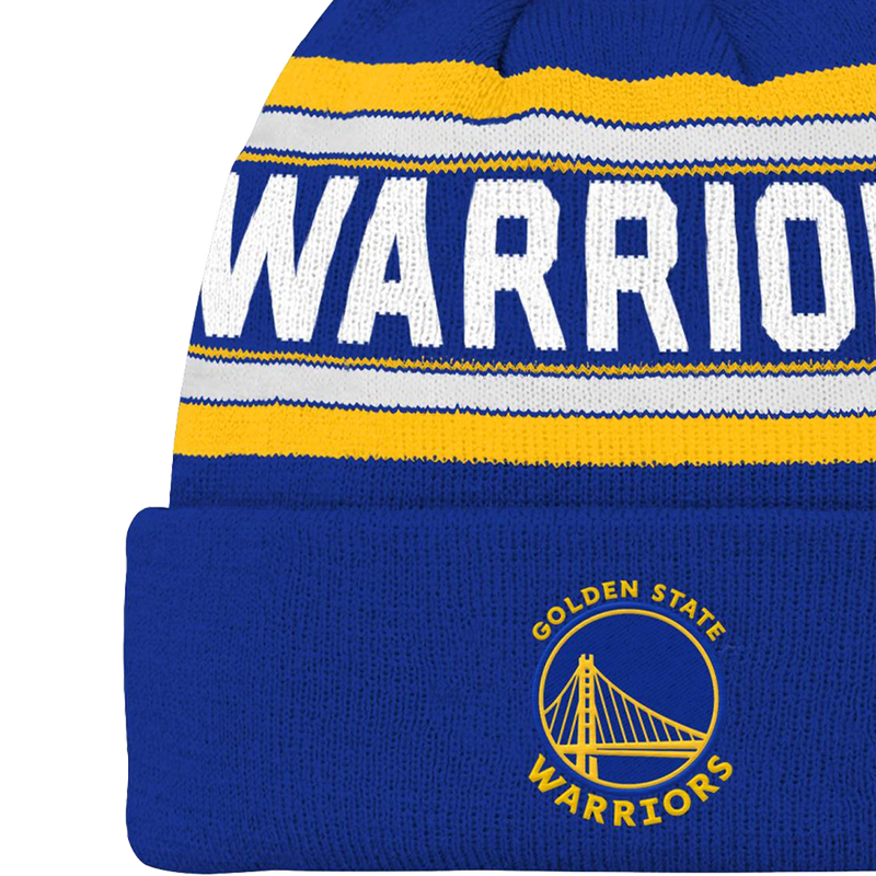 Youth Warriors Jacquard Cuffed Knit w/ Pom, Outerstuff Youth Warriors Jacquard Cuffed Knit w/ Pom closeup