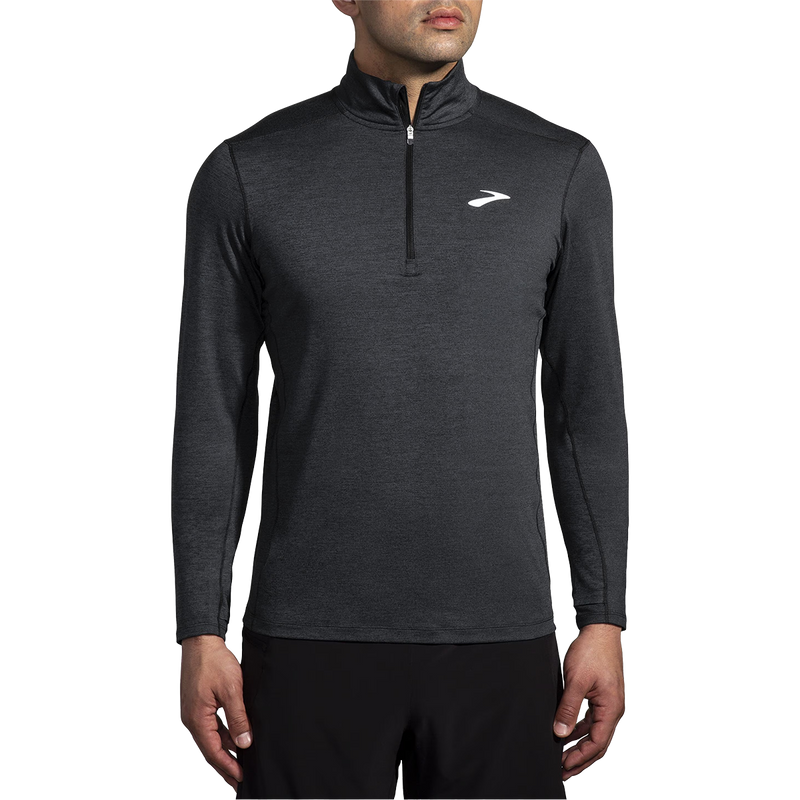Men's Dash 1/2 Zip 2.0, Brooks Men's Dash 1/2 Zip 2.0 in Heather Black front