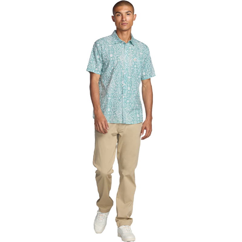 Men's Jacobs Archive Print Short Sleeve, RVCA Jacobs Archive Print Short Sleeve in Blue Haze
