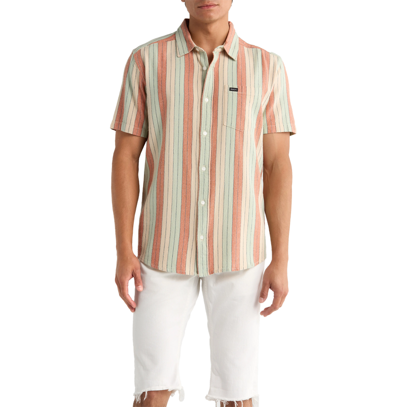 Men's Alvarado Stripe Short Sleeve, RVCA Men's Alvarado Stripe Short Sleeve Front