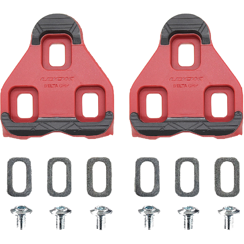 Delta Fitness Grip Cleats Red 9 degree, Look Delta Fitness Grip Cleats Red 9 degree pair with hardware