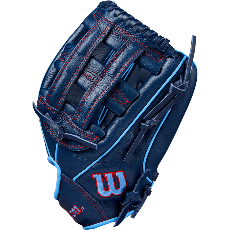 Youth A500 AP - 12" Dual Post Web, Wilson A500 AP - 12" Dual Post Web 2025 in Navy Cool Blue Red thumb