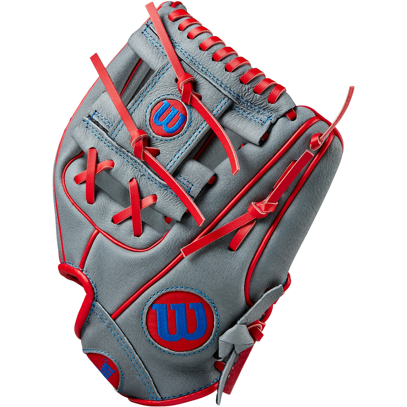 Youth A450 Infield - 10.75" H-Web, Wilson A450 Infield - 10.75" H-Web 2024 in Grey Royal Red thumb