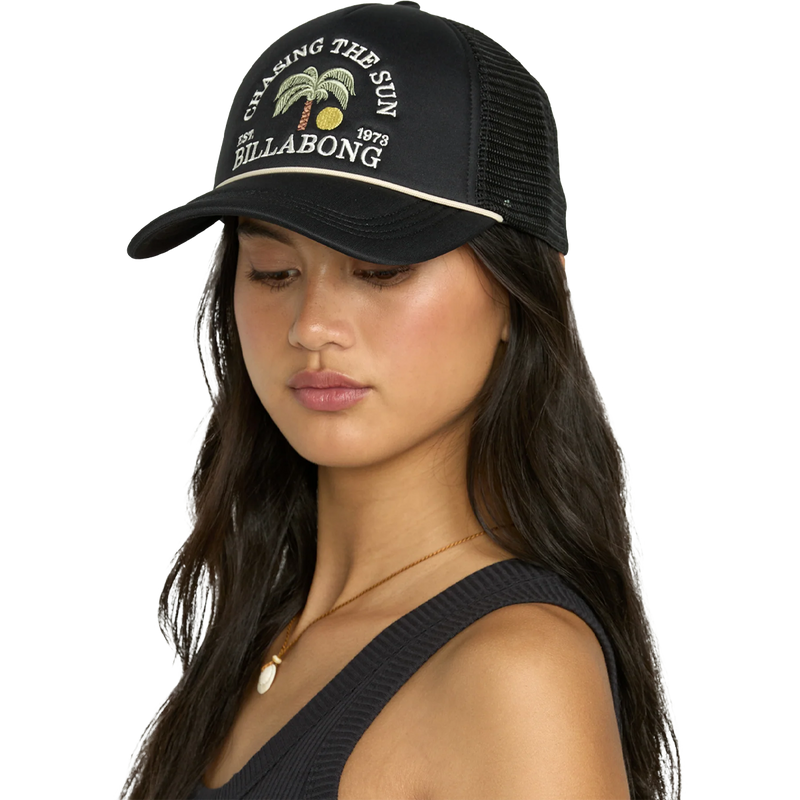 Women's Across Waves Hat, Billabong Women's Across Waves Hat Off Black 3/4 Front