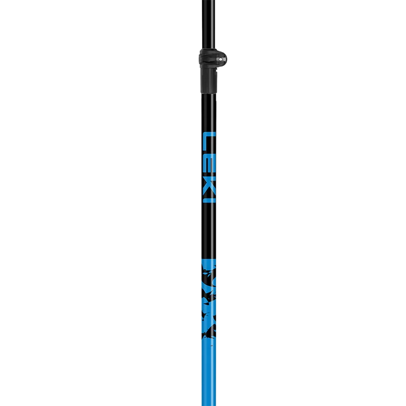Leki Youth Rider Vario SL+ in blue logo and locking mechanism
