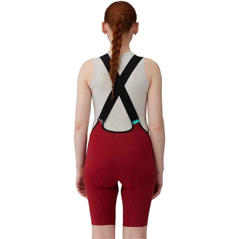 Women's LUXE Bib Short, Velocio Women's LUXE Bib Short in Oxide Red back
