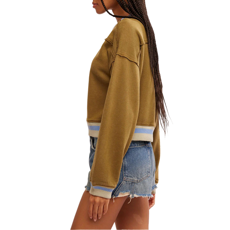 Women's Rio Sweatshirt, Free People Women's Rio Sweatshirt in Seaweed Combo left