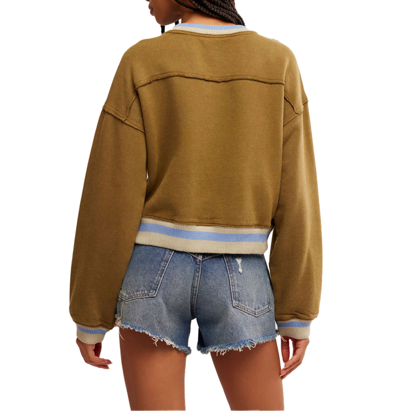 Women's Rio Sweatshirt, Free People Women's Rio Sweatshirt in Seaweed Combo back