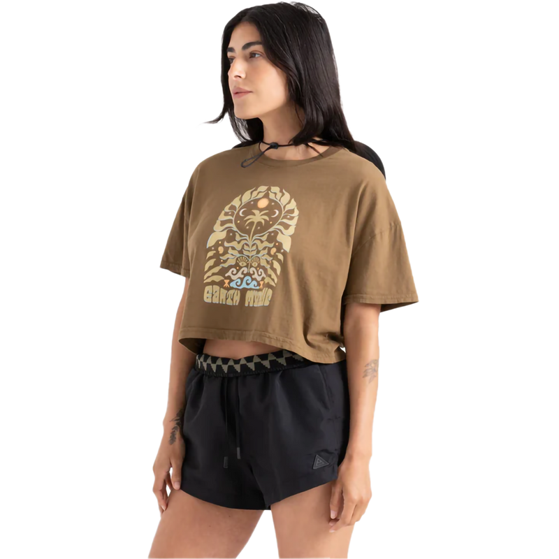 Women's Earth Mystic Boxy Crop, Roark Women's Earth Mystic Boxy Crop in WDL Woodland front left