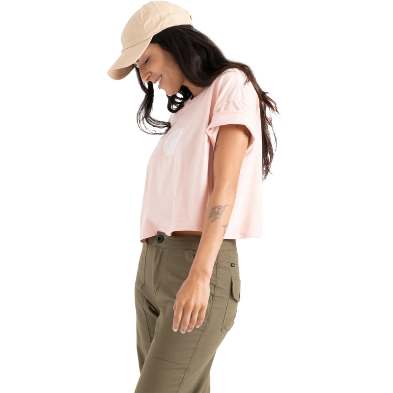 Women's Striped Shell Cropped Tee, Roark Women's Striped Shell Cropped Boxy Tee 3/4 Front