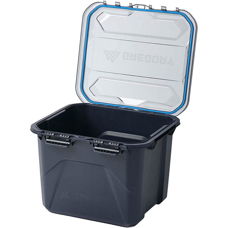 Alpaca Camp Box 50L, Gregory Alpaca Camp Box 50L in Slate Blue lid open